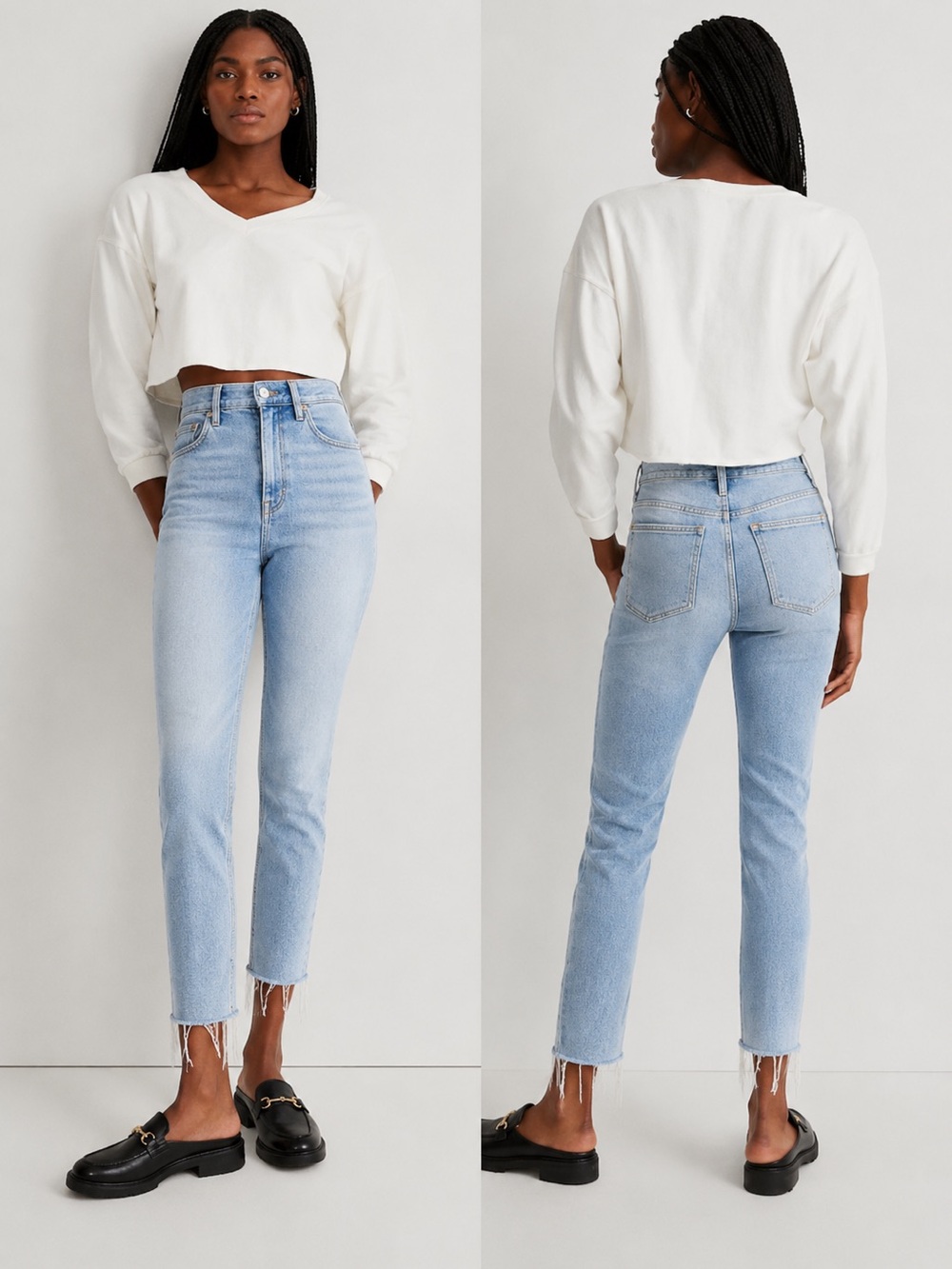 Madewell Stovepipe Jeans Women’s Size 26 Light Wash High Rise Raw Hem Denim